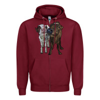 Burgundy two heifer cows Zipper Hoodie - RanaPortraitStore