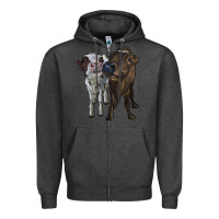 Charcoal Heather two heifer cows Zipper Hoodie - RanaPortraitStore