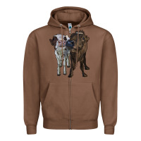 Chestnut two heifer cows Zipper Hoodie - RanaPortraitStore