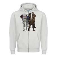 Dove Grey two heifer cows Zipper Hoodie - RanaPortraitStore