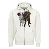 Oatmeal Heather two heifer cows Zipper Hoodie - RanaPortraitStore
