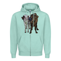 Seafoam two heifer cows Zipper Hoodie - RanaPortraitStore
