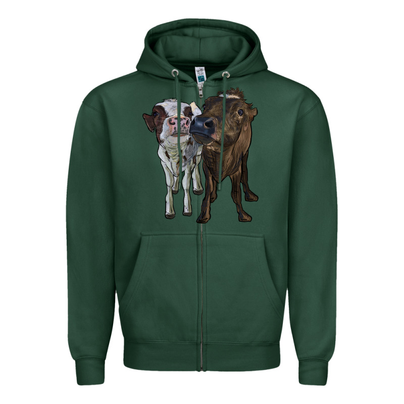 Two Heifer Cows Zipper Hoodie by RanaPortraitStore | Teevron