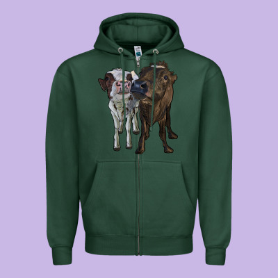 Two Heifer Cows Zipper Hoodie Designed By Ranaportraitstore