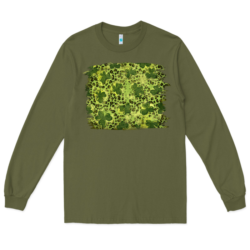 St Patrick's Day Shamrock Leopard Background Long Sleeve Tee by RanaPortraitStore | Teevron