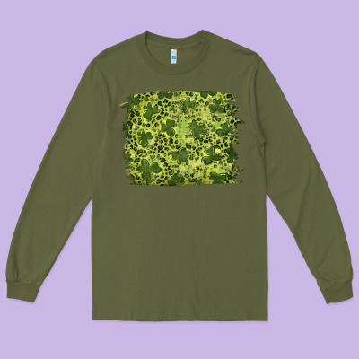Long Sleeve Tee st patrick's day shamrock leopard background