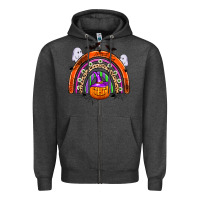 Charcoal Heather halloween rainbow Zipper Hoodie - Zillion Design Studio