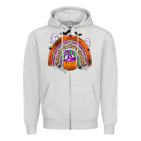 Dove Grey halloween rainbow Zipper Hoodie - Zillion Design Studio