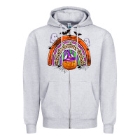 Heather Grey halloween rainbow Zipper Hoodie - Zillion Design Studio