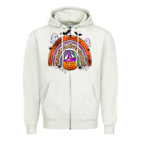 Oatmeal Heather halloween rainbow Zipper Hoodie - Zillion Design Studio