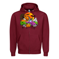 Burgundy halloween farm truck Zipper Hoodie - Zillion Design Studio