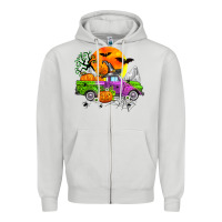 Dove Grey halloween farm truck Zipper Hoodie - Zillion Design Studio