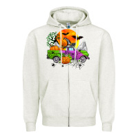 Oatmeal Heather halloween farm truck Zipper Hoodie - Zillion Design Studio