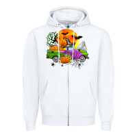 Halloween Farm Truck Zipper Hoodie | Teevron