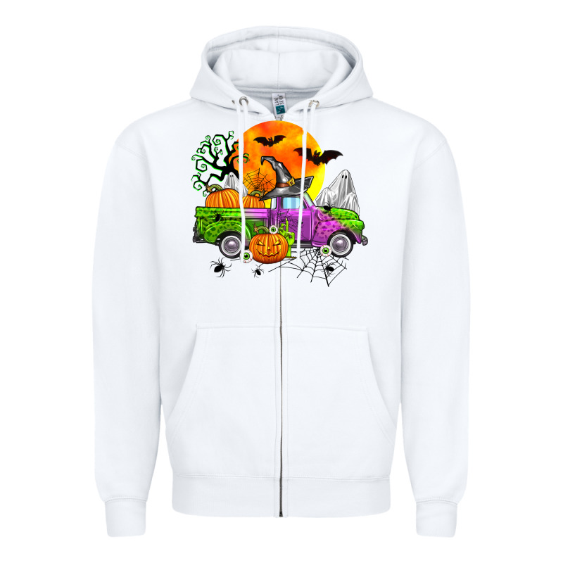 Halloween Farm Truck Zipper Hoodie by Zillion Design Studio | Teevron