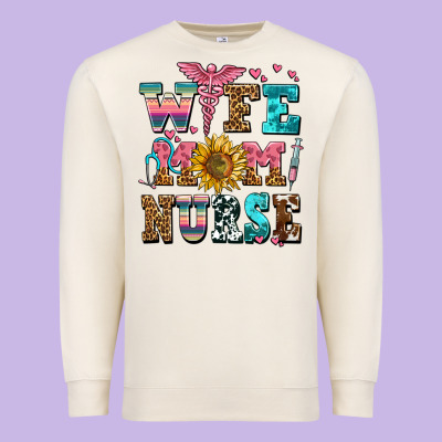 Wife Mom Nurse Premium Sweatshirt Designed By Adodesignshop