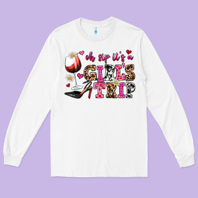Oh Sip Its A Girls Trip Long Sleeve Tee Designed By Adodesignshop