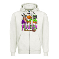Oatmeal Heather witch please Zipper Hoodie - Zillion Design Studio