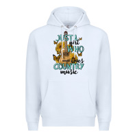 White just a girl who loves country music Premium Hoodie - MaliasSmallBusiness