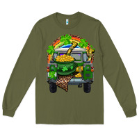 Army Green St Patrick's Day Truck With Pot Of Gold Horseshoe And Rainbow Long Sleeve Tee - RanaPortraitStore
