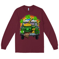 Burgundy St Patrick's Day Truck With Pot Of Gold Horseshoe And Rainbow Long Sleeve Tee - RanaPortraitStore