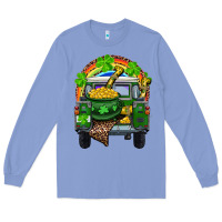 Colony Blue St Patrick's Day Truck With Pot Of Gold Horseshoe And Rainbow Long Sleeve Tee - RanaPortraitStore