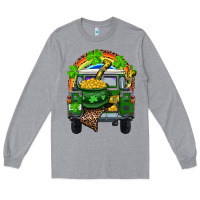 Heather Grey St Patrick's Day Truck With Pot Of Gold Horseshoe And Rainbow Long Sleeve Tee - RanaPortraitStore