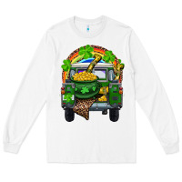 White St Patrick's Day Truck With Pot Of Gold Horseshoe And Rainbow Long Sleeve Tee - RanaPortraitStore