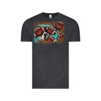 Vintage Black American football leopard cowhide turquoise  leather background Vintage Tee - BarkalooDesign