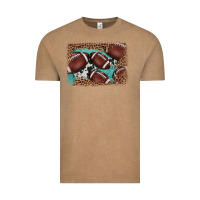 Vintage Coffee American football leopard cowhide turquoise  leather background Vintage Tee - BarkalooDesign