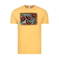 Vintage Mustard American football leopard cowhide turquoise  leather background Vintage Tee - BarkalooDesign