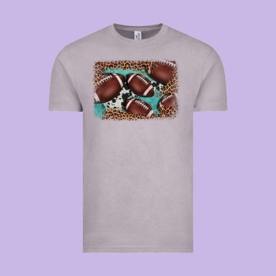 American Football Leopard Cowhide Turquoise  Leather Background Vintage Tee Designed By Barkaloodesign