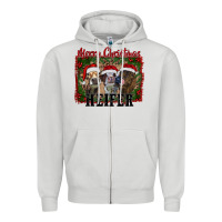 Dove Grey merry christmas heifer Zipper Hoodie - RanaPortraitStore
