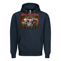 Navy merry christmas heifer Zipper Hoodie - RanaPortraitStore