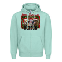 Seafoam merry christmas heifer Zipper Hoodie - RanaPortraitStore