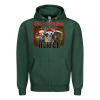Sports Green merry christmas heifer Zipper Hoodie - RanaPortraitStore