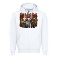 White merry christmas heifer Zipper Hoodie - RanaPortraitStore