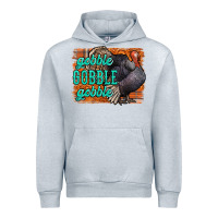 Heather Grey Thanksgiving Turkey Gobble Gobble Urban Hoodie - NancyCooperArtShop