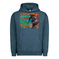 Pigment Midnight Navy Thanksgiving Turkey Gobble Gobble Urban Hoodie - NancyCooperArtShop