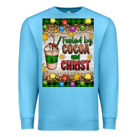 Ocean Blue christmas fueled by cocoa and christ Premium Sweatshirt - Artiststas
