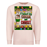 Pale Pink christmas fueled by cocoa and christ Premium Sweatshirt - Artiststas