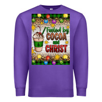Purple christmas fueled by cocoa and christ Premium Sweatshirt - Artiststas
