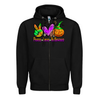Black peace love halloween Zipper Hoodie - Zillion Design Studio