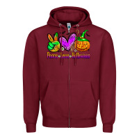 Burgundy peace love halloween Zipper Hoodie - Zillion Design Studio