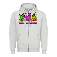 Dove Grey peace love halloween Zipper Hoodie - Zillion Design Studio