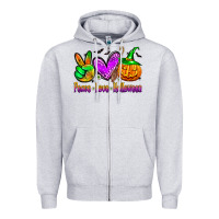 Heather Grey peace love halloween Zipper Hoodie - Zillion Design Studio