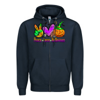 Navy peace love halloween Zipper Hoodie - Zillion Design Studio