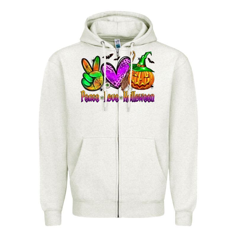 Peace Love Halloween Zipper Hoodie by Zillion Design Studio | Teevron