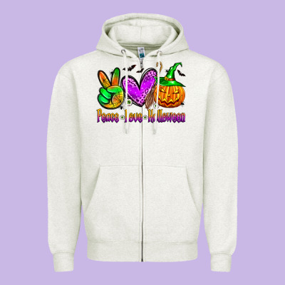 Peace Love Halloween Zipper Hoodie Designed By Zillion Design Studio