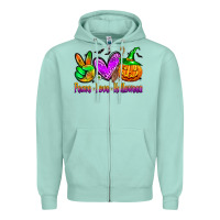 Seafoam peace love halloween Zipper Hoodie - Zillion Design Studio